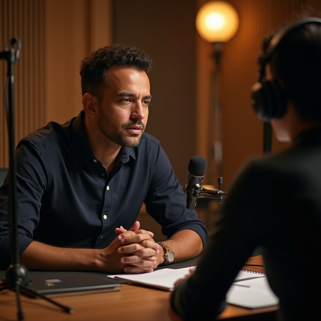 Argentine entrepreneur being interviewed about business finances