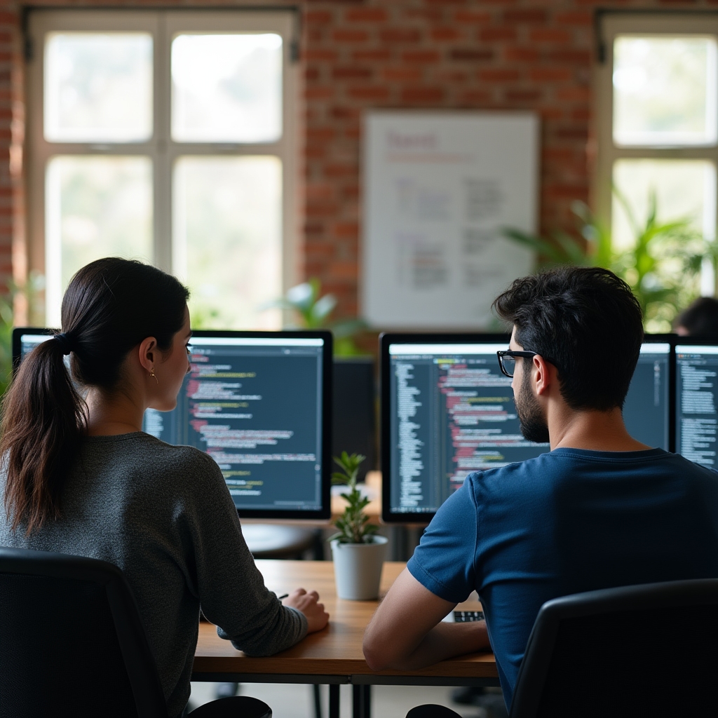 Software developers at a small tech company in Córdoba